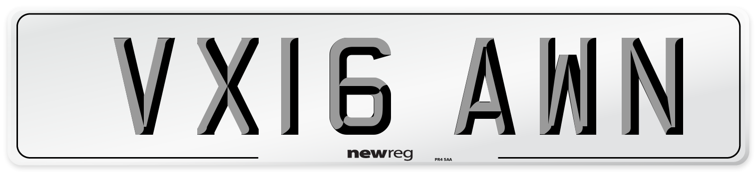 VX16 AWN Number Plate from New Reg